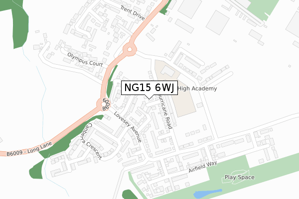 NG15 6WJ map - large scale - OS Open Zoomstack (Ordnance Survey)