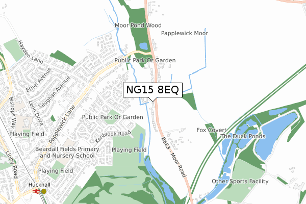 NG15 8EQ map - small scale - OS Open Zoomstack (Ordnance Survey)