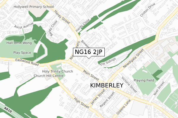 NG16 2JP map - large scale - OS Open Zoomstack (Ordnance Survey)