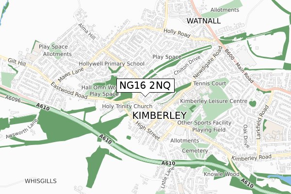 NG16 2NQ map - small scale - OS Open Zoomstack (Ordnance Survey)