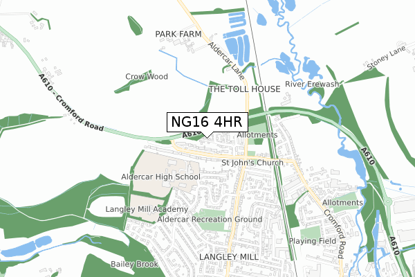 NG16 4HR map - small scale - OS Open Zoomstack (Ordnance Survey)