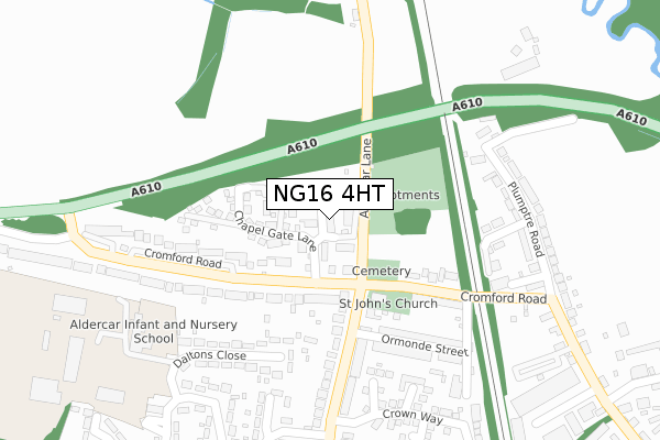 NG16 4HT map - large scale - OS Open Zoomstack (Ordnance Survey)