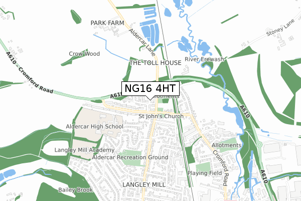 NG16 4HT map - small scale - OS Open Zoomstack (Ordnance Survey)