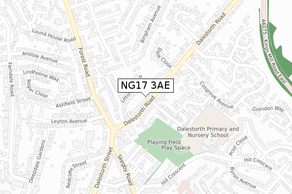 NG17 3AE map - large scale - OS Open Zoomstack (Ordnance Survey)