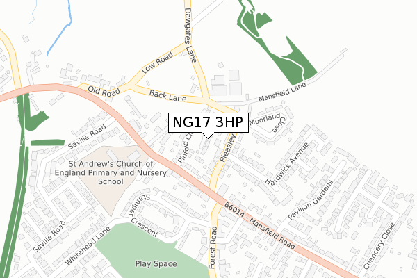 NG17 3HP map - large scale - OS Open Zoomstack (Ordnance Survey)