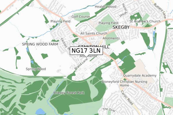 NG17 3LN map - small scale - OS Open Zoomstack (Ordnance Survey)