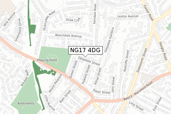 NG17 4DG map - large scale - OS Open Zoomstack (Ordnance Survey)