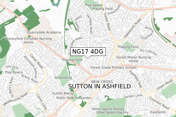 NG17 4DG map - small scale - OS Open Zoomstack (Ordnance Survey)