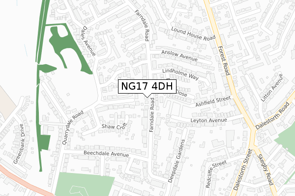 NG17 4DH map - large scale - OS Open Zoomstack (Ordnance Survey)