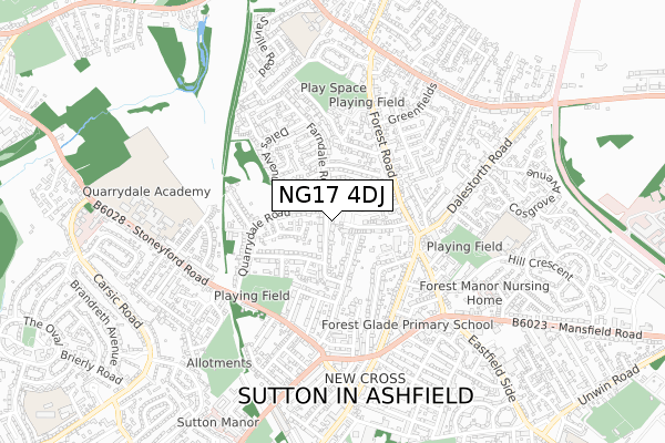 NG17 4DJ map - small scale - OS Open Zoomstack (Ordnance Survey)