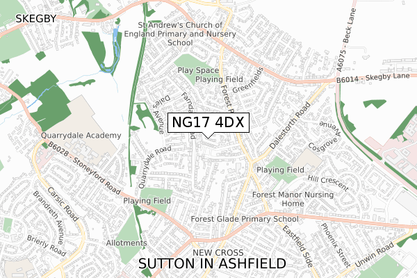 NG17 4DX map - small scale - OS Open Zoomstack (Ordnance Survey)