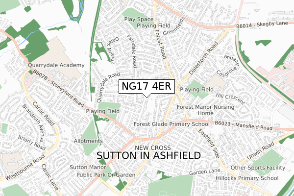 NG17 4ER map - small scale - OS Open Zoomstack (Ordnance Survey)