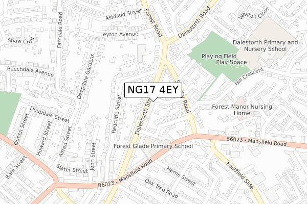 NG17 4EY map - large scale - OS Open Zoomstack (Ordnance Survey)