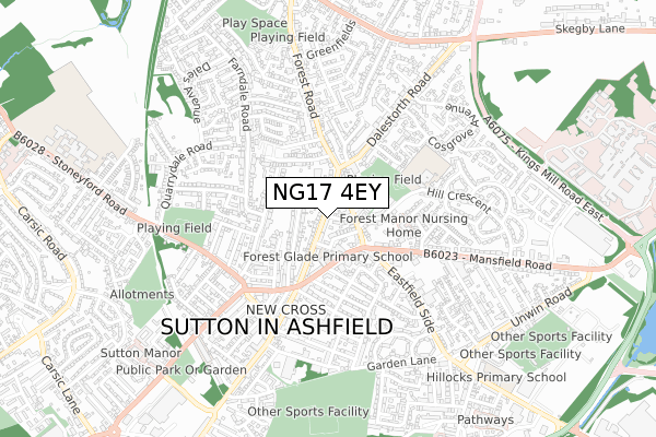 NG17 4EY map - small scale - OS Open Zoomstack (Ordnance Survey)