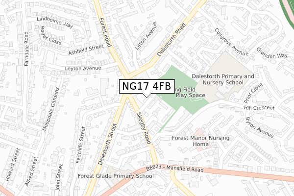 NG17 4FB map - large scale - OS Open Zoomstack (Ordnance Survey)