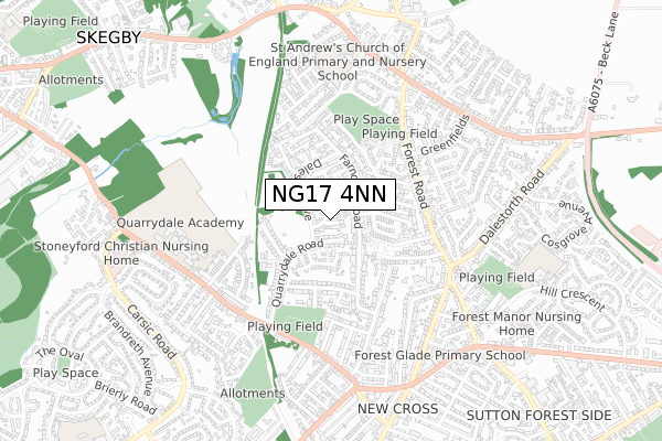 NG17 4NN map - small scale - OS Open Zoomstack (Ordnance Survey)