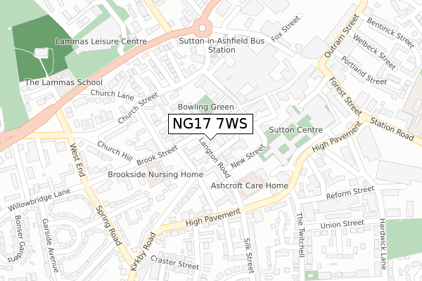 NG17 7WS map - large scale - OS Open Zoomstack (Ordnance Survey)