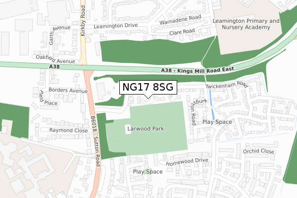 NG17 8SG map - large scale - OS Open Zoomstack (Ordnance Survey)