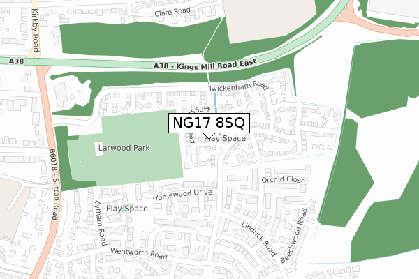 NG17 8SQ map - large scale - OS Open Zoomstack (Ordnance Survey)