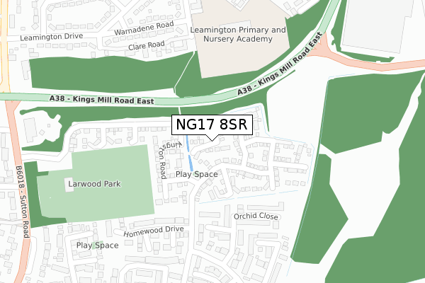 NG17 8SR map - large scale - OS Open Zoomstack (Ordnance Survey)