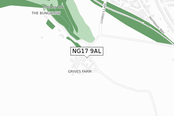 NG17 9AL map - large scale - OS Open Zoomstack (Ordnance Survey)