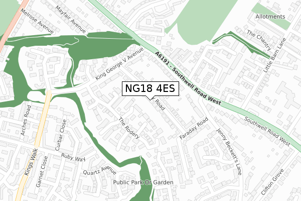 NG18 4ES map - large scale - OS Open Zoomstack (Ordnance Survey)