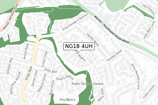 NG18 4UH map - large scale - OS Open Zoomstack (Ordnance Survey)