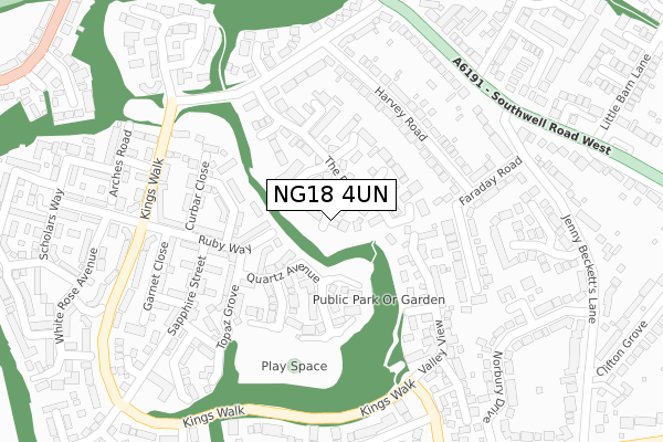 NG18 4UN map - large scale - OS Open Zoomstack (Ordnance Survey)