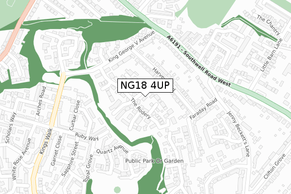 NG18 4UP map - large scale - OS Open Zoomstack (Ordnance Survey)