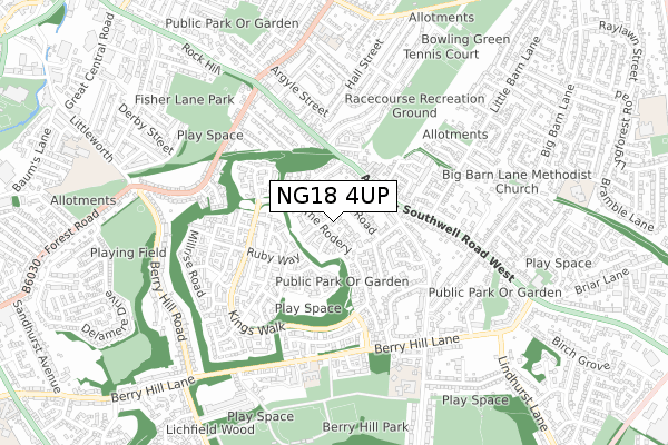 NG18 4UP map - small scale - OS Open Zoomstack (Ordnance Survey)