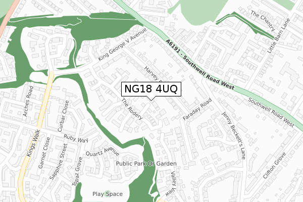 NG18 4UQ map - large scale - OS Open Zoomstack (Ordnance Survey)