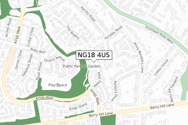 NG18 4US map - large scale - OS Open Zoomstack (Ordnance Survey)