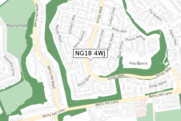 NG18 4WJ map - large scale - OS Open Zoomstack (Ordnance Survey)