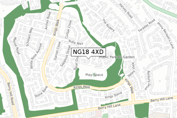 NG18 4XD map - large scale - OS Open Zoomstack (Ordnance Survey)