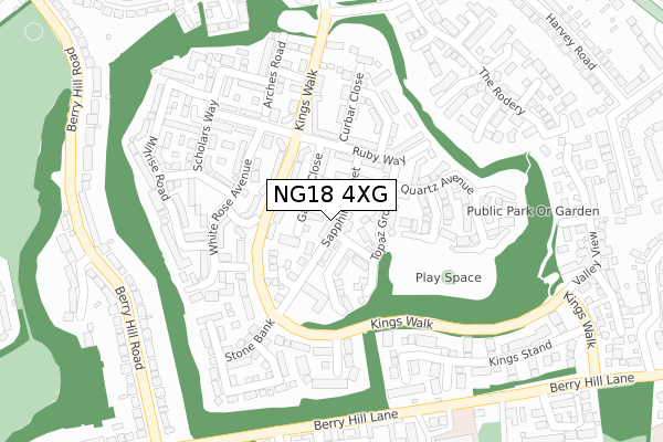 NG18 4XG map - large scale - OS Open Zoomstack (Ordnance Survey)