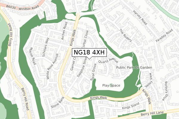 NG18 4XH map - large scale - OS Open Zoomstack (Ordnance Survey)