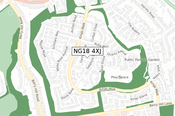 NG18 4XJ map - large scale - OS Open Zoomstack (Ordnance Survey)