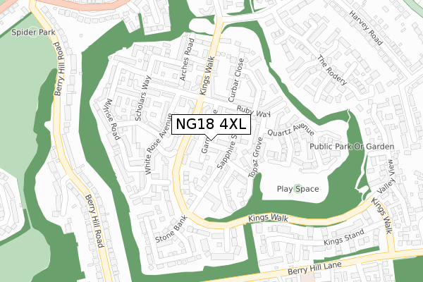 NG18 4XL map - large scale - OS Open Zoomstack (Ordnance Survey)