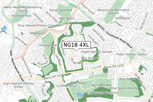 NG18 4XL map - small scale - OS Open Zoomstack (Ordnance Survey)