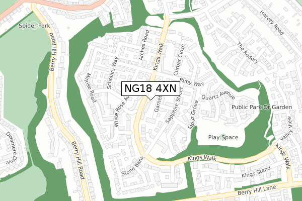 NG18 4XN map - large scale - OS Open Zoomstack (Ordnance Survey)