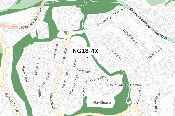 NG18 4XT map - large scale - OS Open Zoomstack (Ordnance Survey)