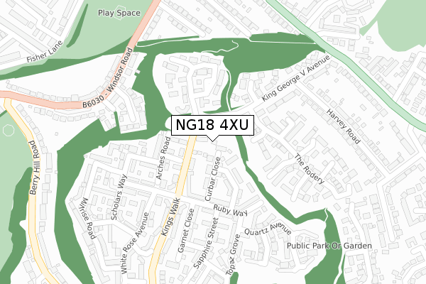 NG18 4XU map - large scale - OS Open Zoomstack (Ordnance Survey)