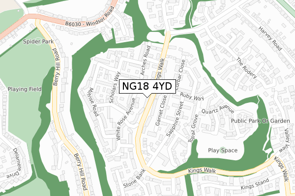 NG18 4YD map - large scale - OS Open Zoomstack (Ordnance Survey)