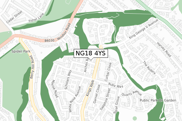 NG18 4YS map - large scale - OS Open Zoomstack (Ordnance Survey)