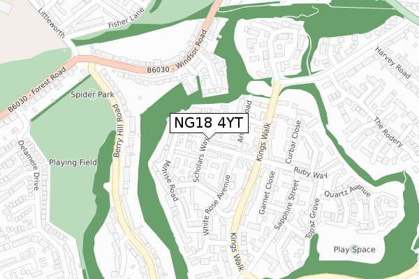 NG18 4YT map - large scale - OS Open Zoomstack (Ordnance Survey)