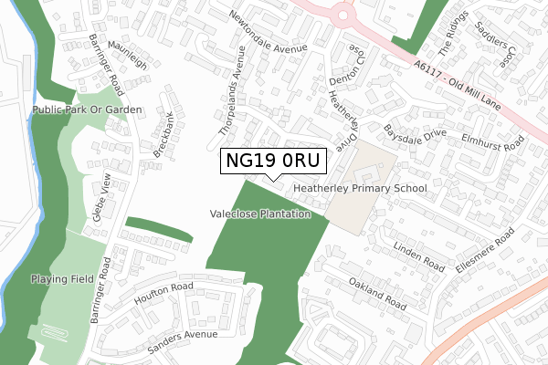 NG19 0RU map - large scale - OS Open Zoomstack (Ordnance Survey)