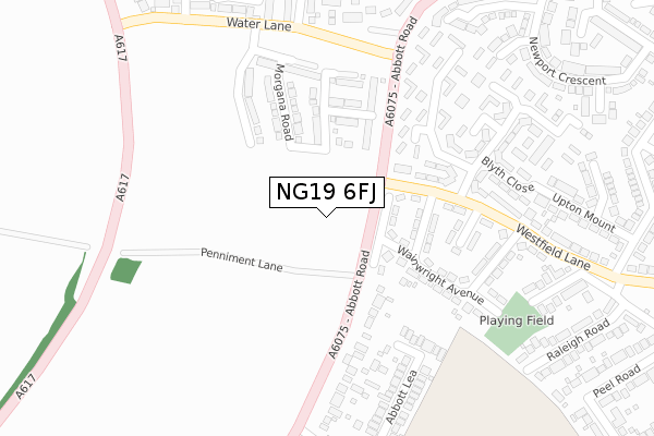 NG19 6FJ map - large scale - OS Open Zoomstack (Ordnance Survey)