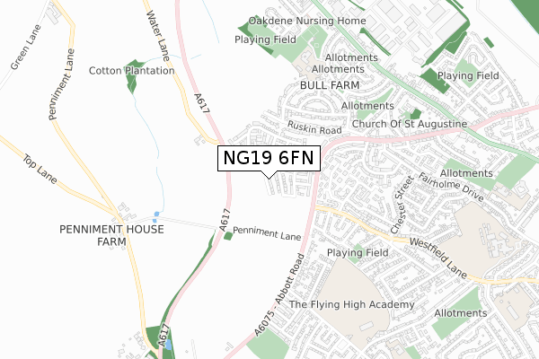 NG19 6FN map - small scale - OS Open Zoomstack (Ordnance Survey)