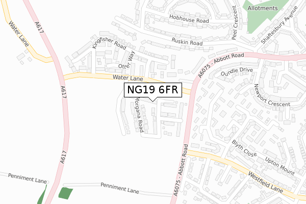 NG19 6FR map - large scale - OS Open Zoomstack (Ordnance Survey)