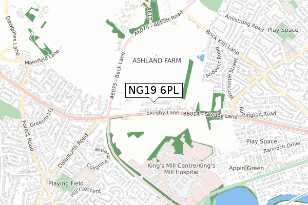 NG19 6PL map - small scale - OS Open Zoomstack (Ordnance Survey)